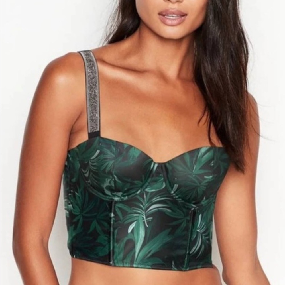 Victoria's Secret Sexy Lightly Lined Strap Long Line Bra Top Bustier 34D NEW